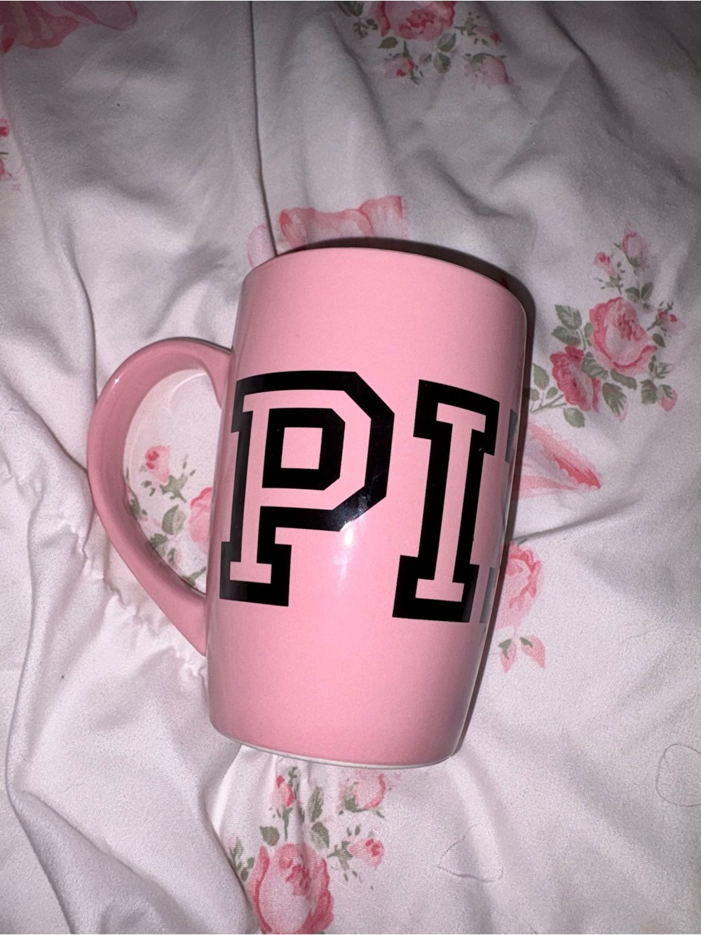 PINK Victoria Secret Branded Pink Ceramic Mug with Black Lettering